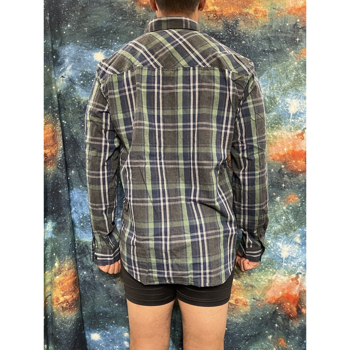 Zoo York Unbreakable Plaid Button-Front Shirt  L M Green Blue Men's $30 MSRP