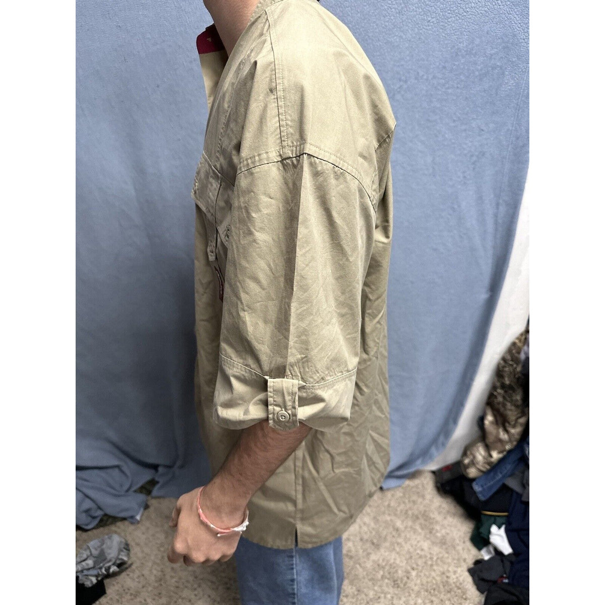 Men’s Khaki Raider Jean Company Large Short Sleeve Button Up Shirt