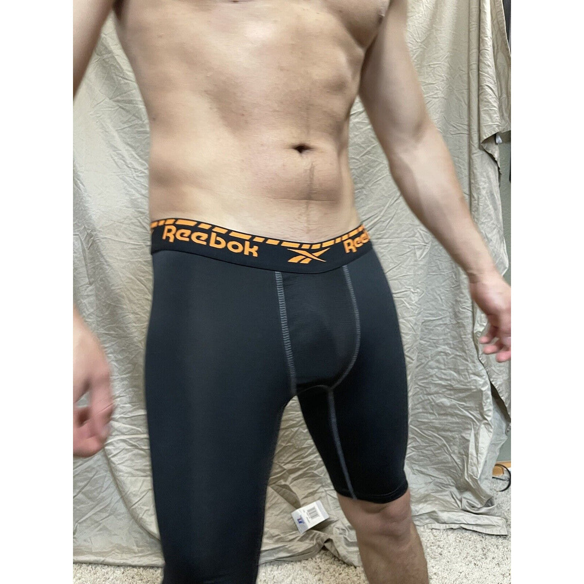 men's black reebok medium orange band compression Boxer Shorts