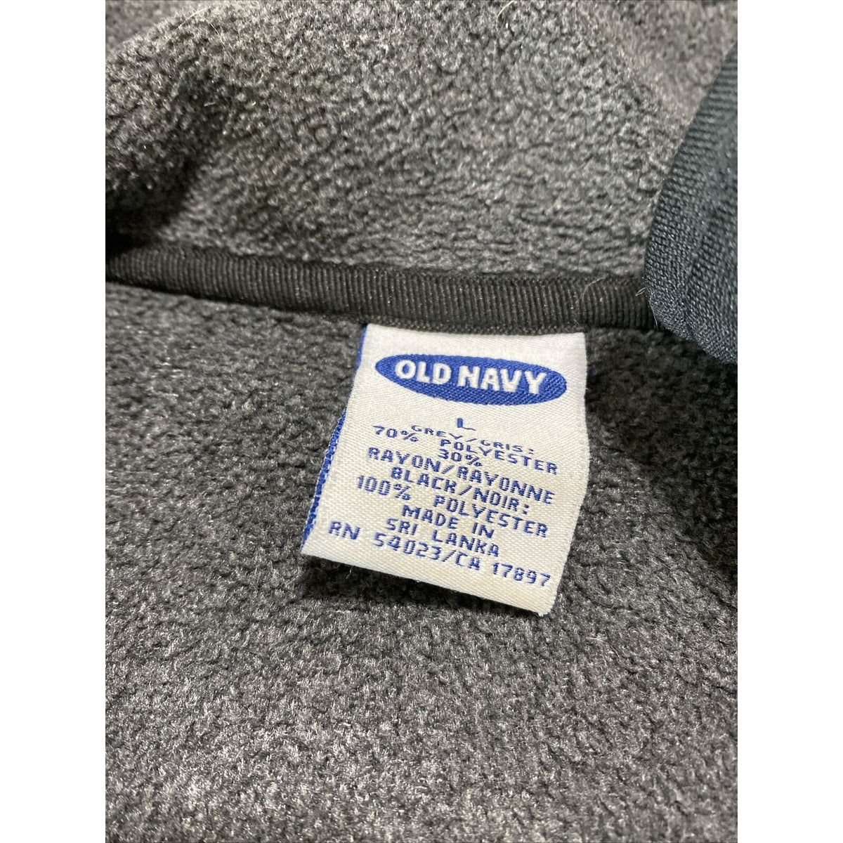 Old Navy Men's Large Black & Dark Gray Polyester-blend Zip-up Fleece Jacket