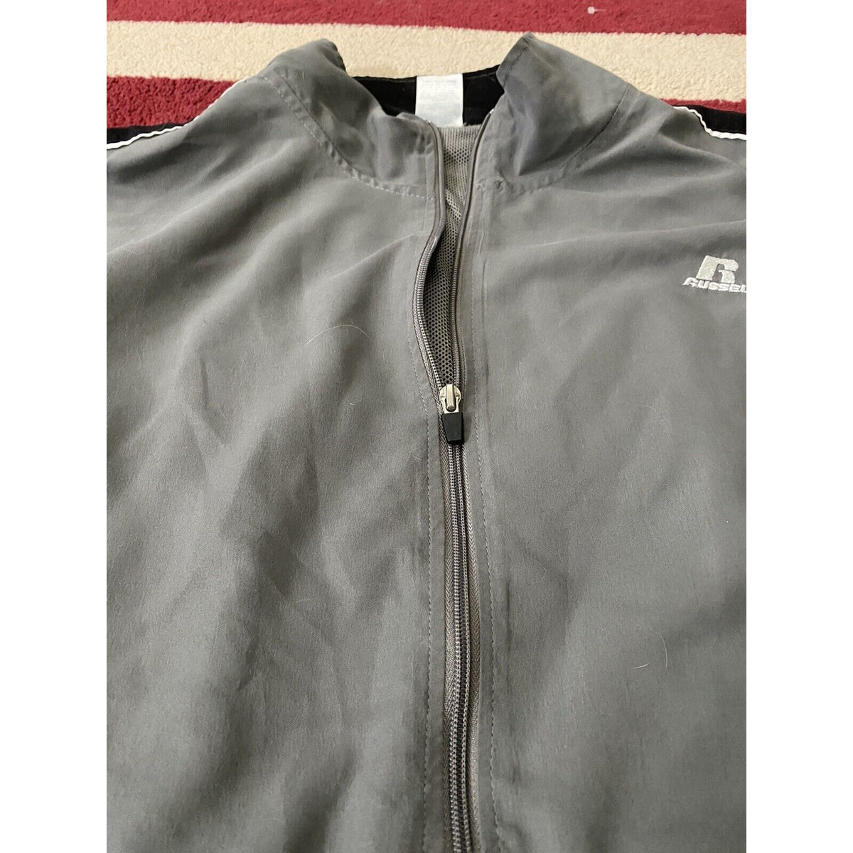 Russell Athletic Gray  Windbreaker Full-Zip Jacket Men Size XL Polyester