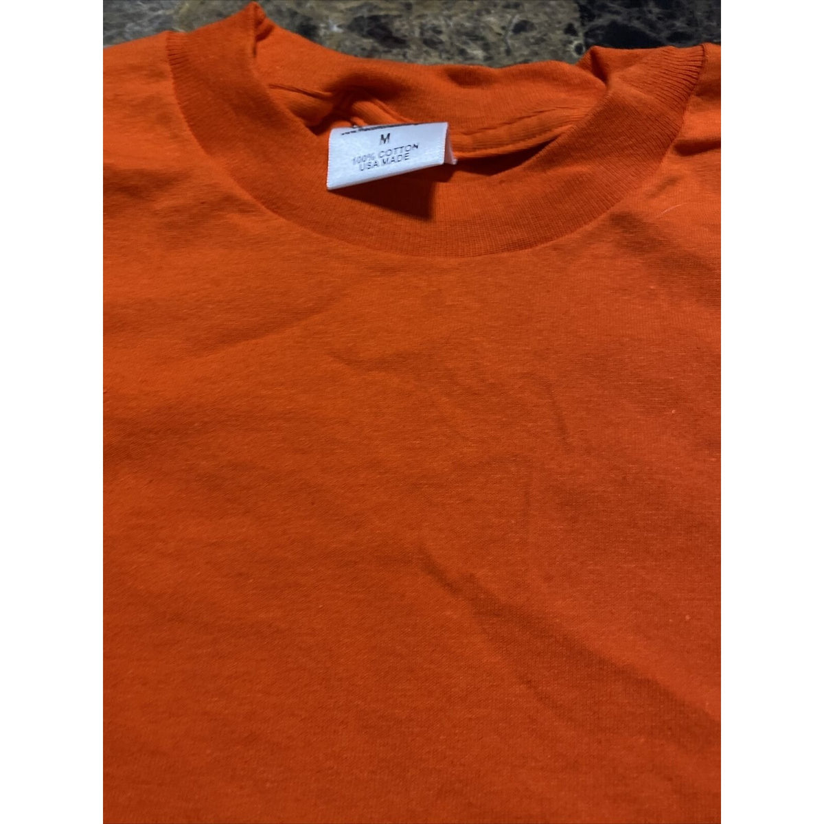 The Cotton Exchange Men’s Medium Plain Solid Orange Cotton T-shirt