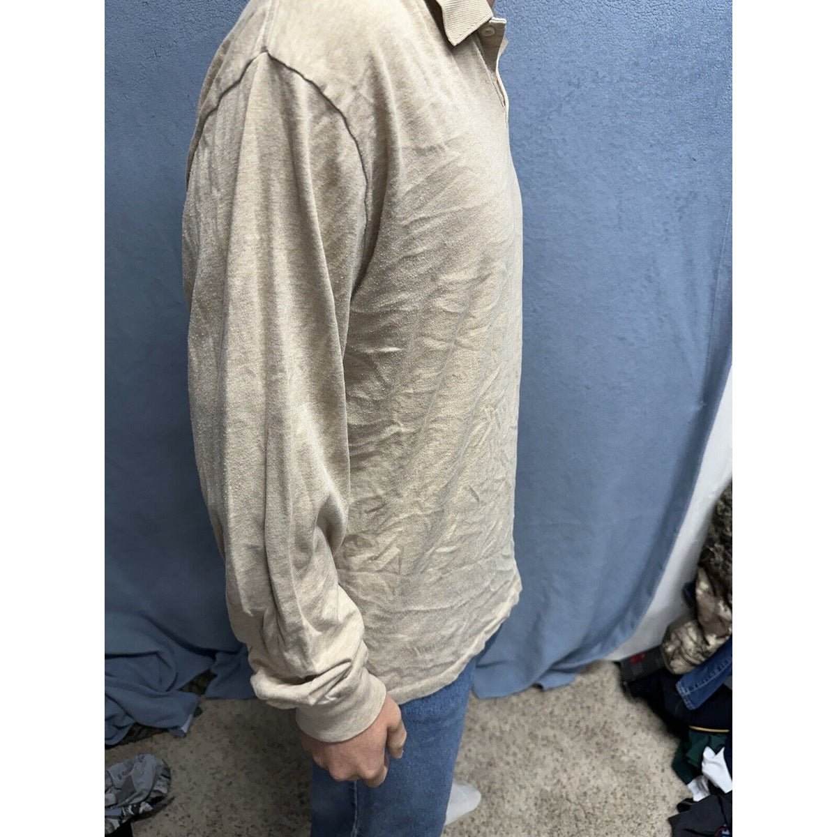 Men’s Tan Polo By Ralph Lauren Long Sleeve Large Long Sleeve Pullover Shirt