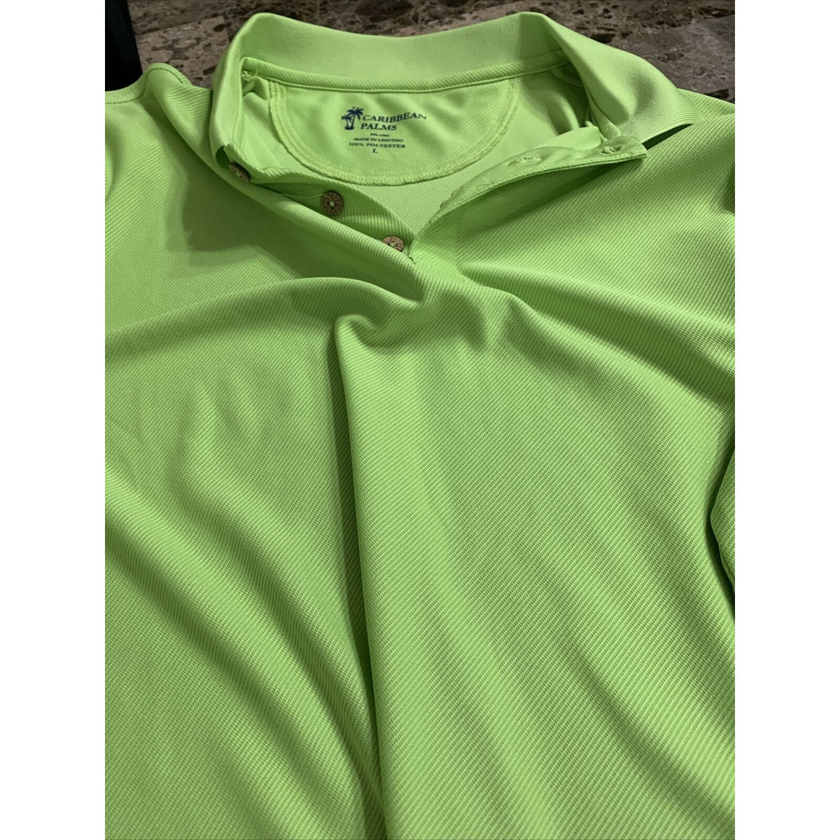 Men’s Large Lime Green Caribbean Palms Polo Shirt