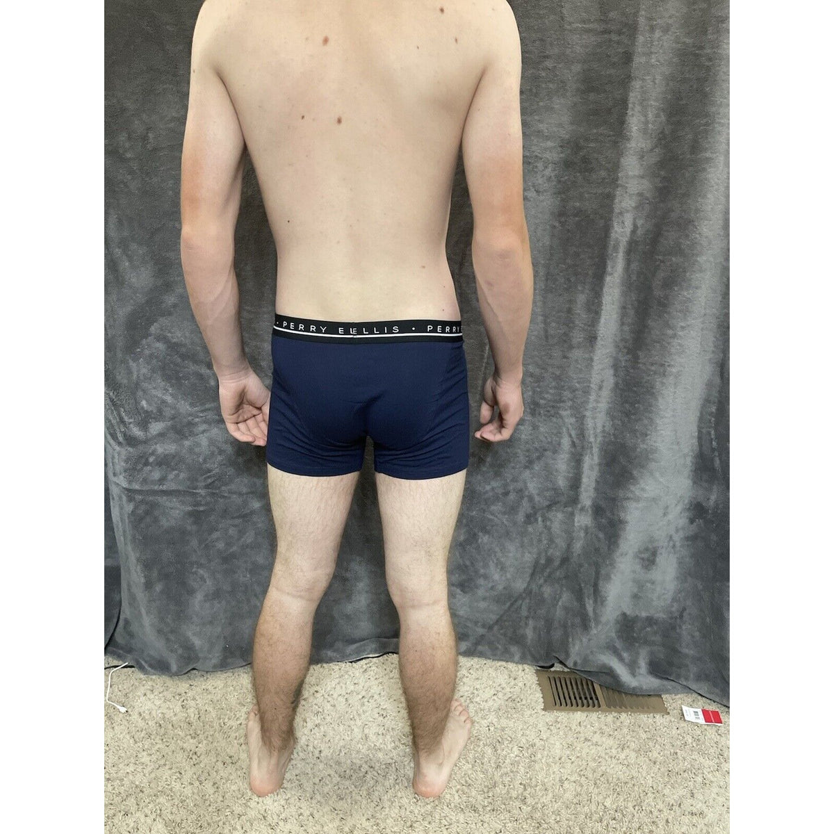 men's small perry ellis dark blue compression boxer brief 5% spandex
