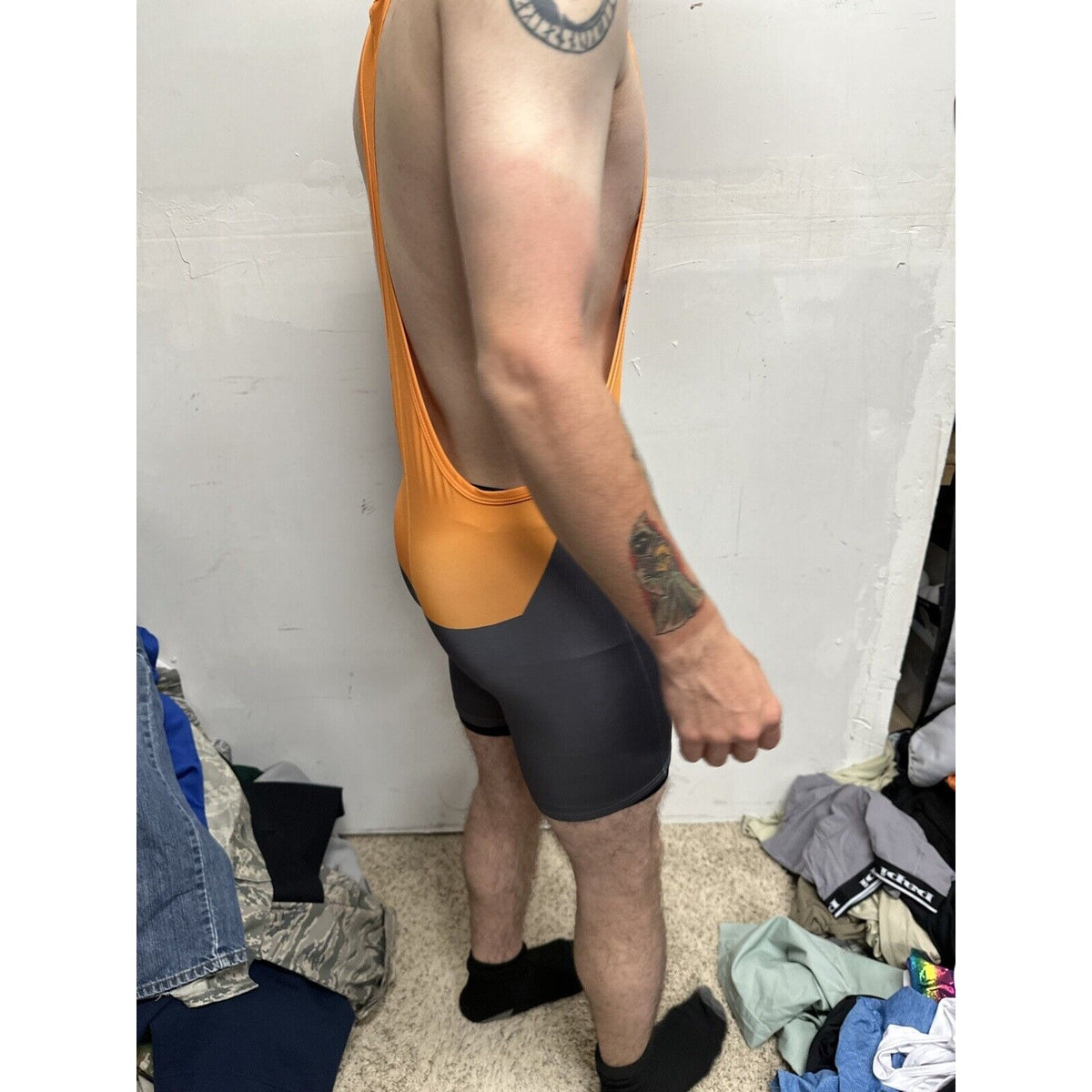 Men’s Medium Orange And Gray Tauwell Athletic Wrestling Singlet