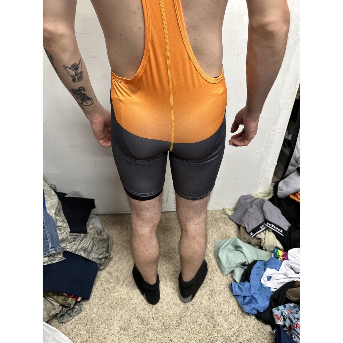 Men’s Medium Orange And Gray Tauwell Athletic Wrestling Singlet