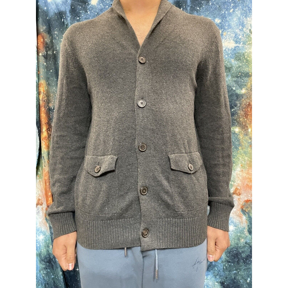 Men’s Banana Republic Medium Button up sweater long sleeve gray