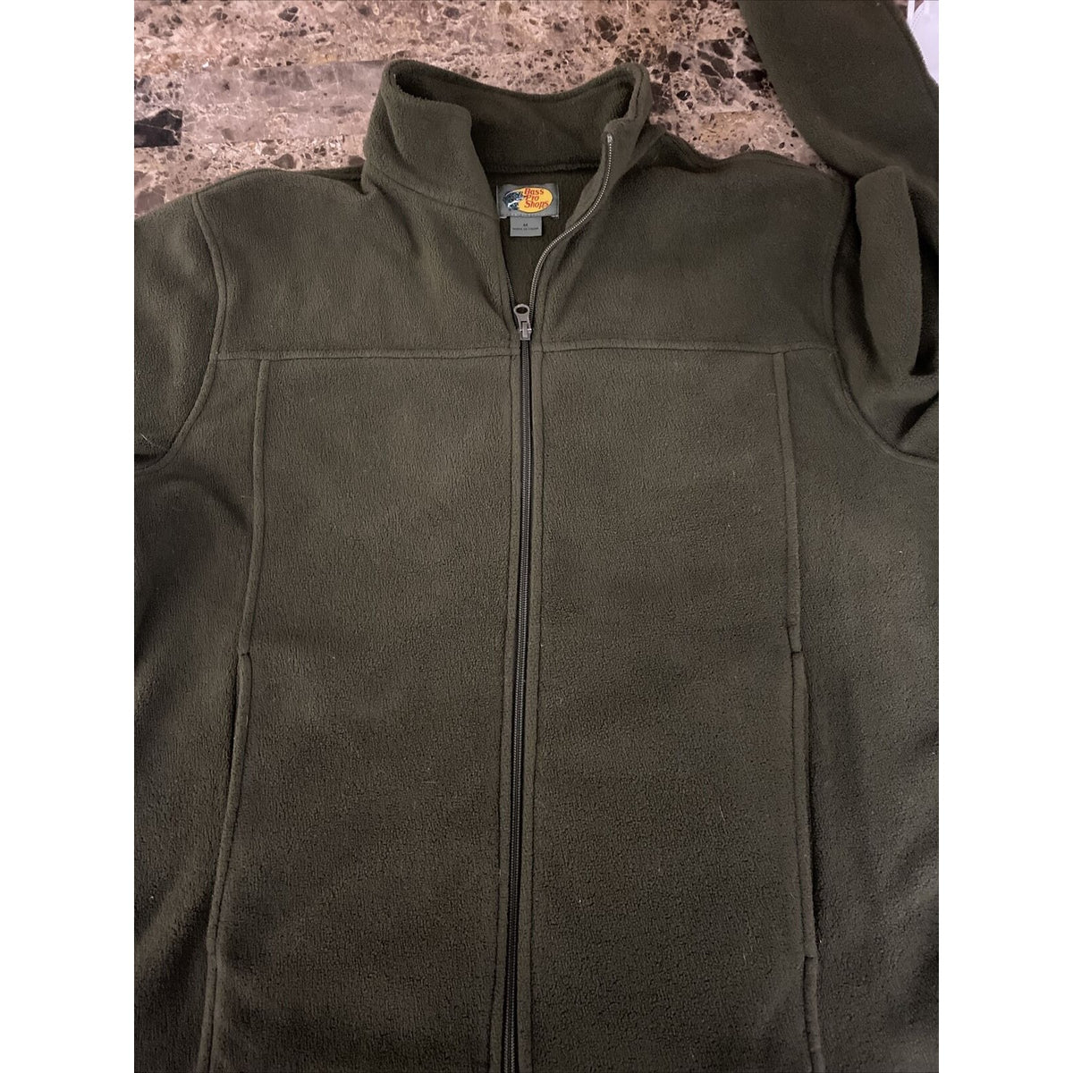 Bass Pro Shops Men’s Medium Olive Green Full-zip Fleece Polyester Jacket