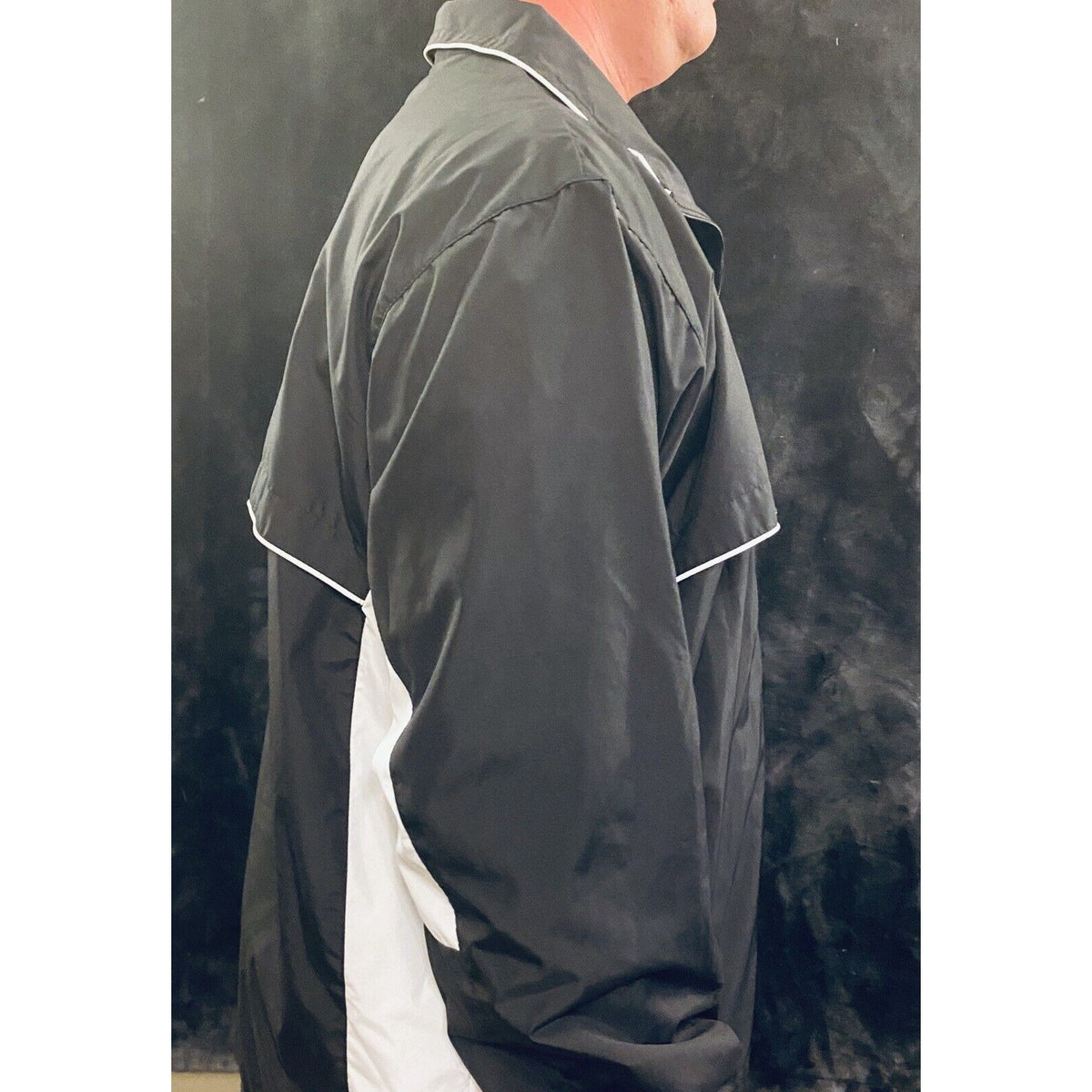 Soffe Men’s  Full Zip Polyester Track Jacket Black/White Large