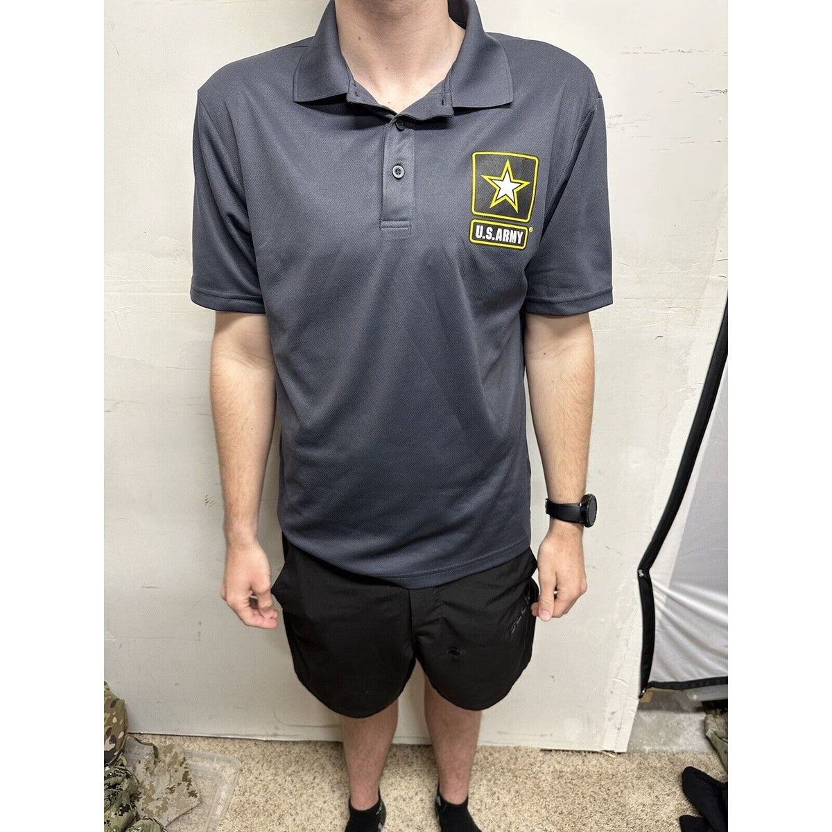 Men’s Gray Sport-tek Medium Short Sleeve Polo Shirt Us Army