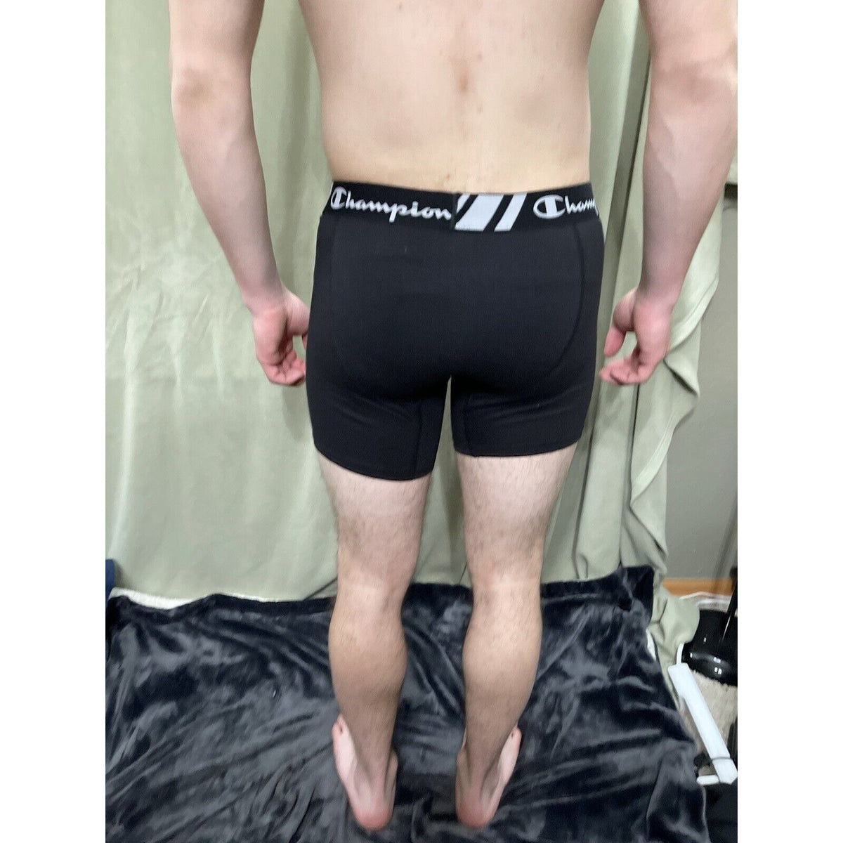 Champion Men's Boxer Briefs Underwear Size Medium Black 5% Spandex New