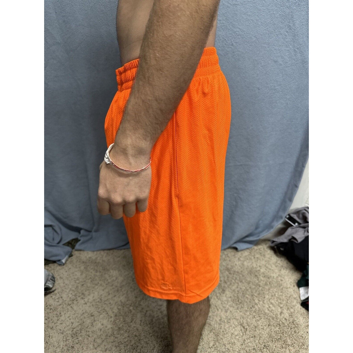 Men’s Neon Orange Starter Medium Athletic Shorts With  Pockets