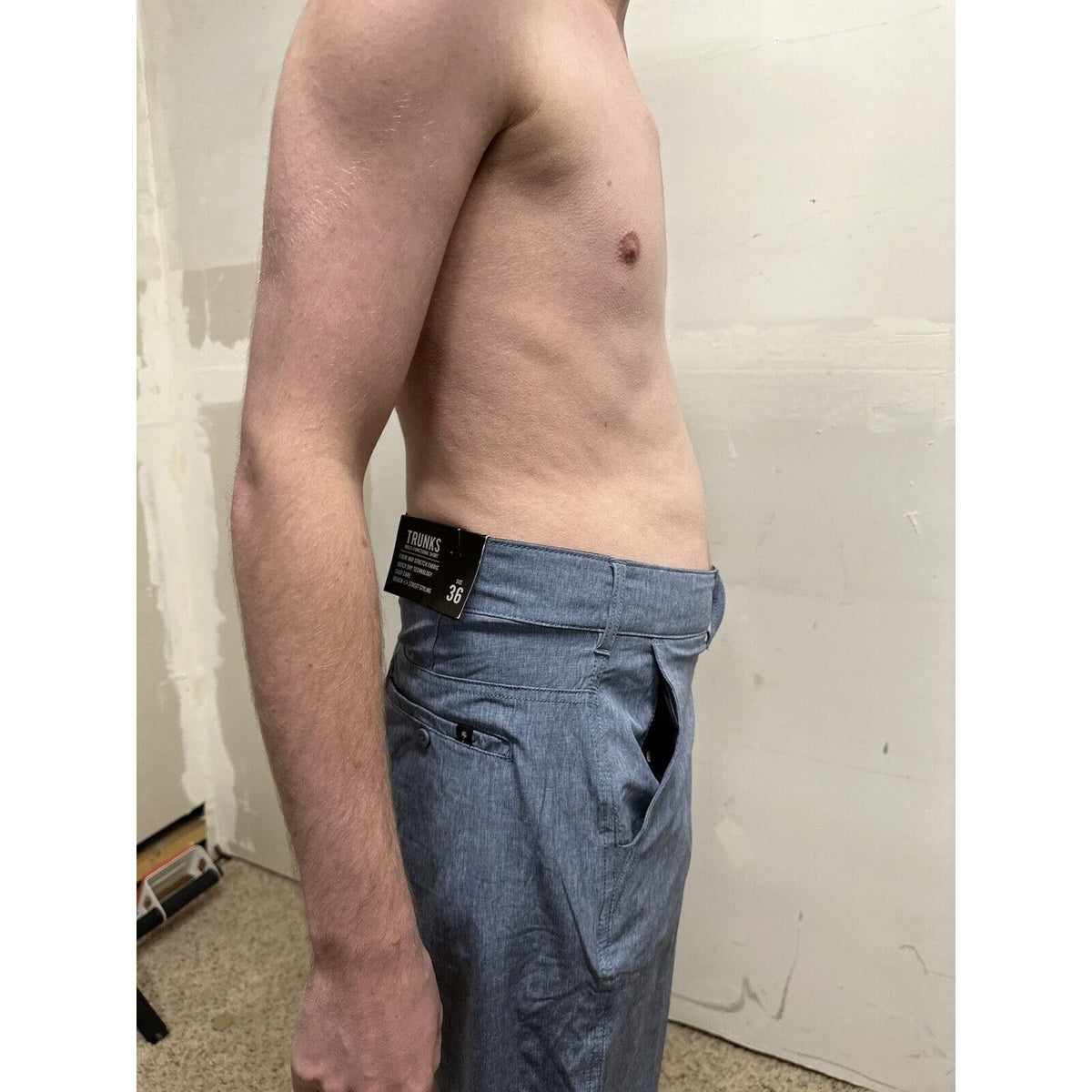 men’s trunks multi-functional size 36 gray blue shorts