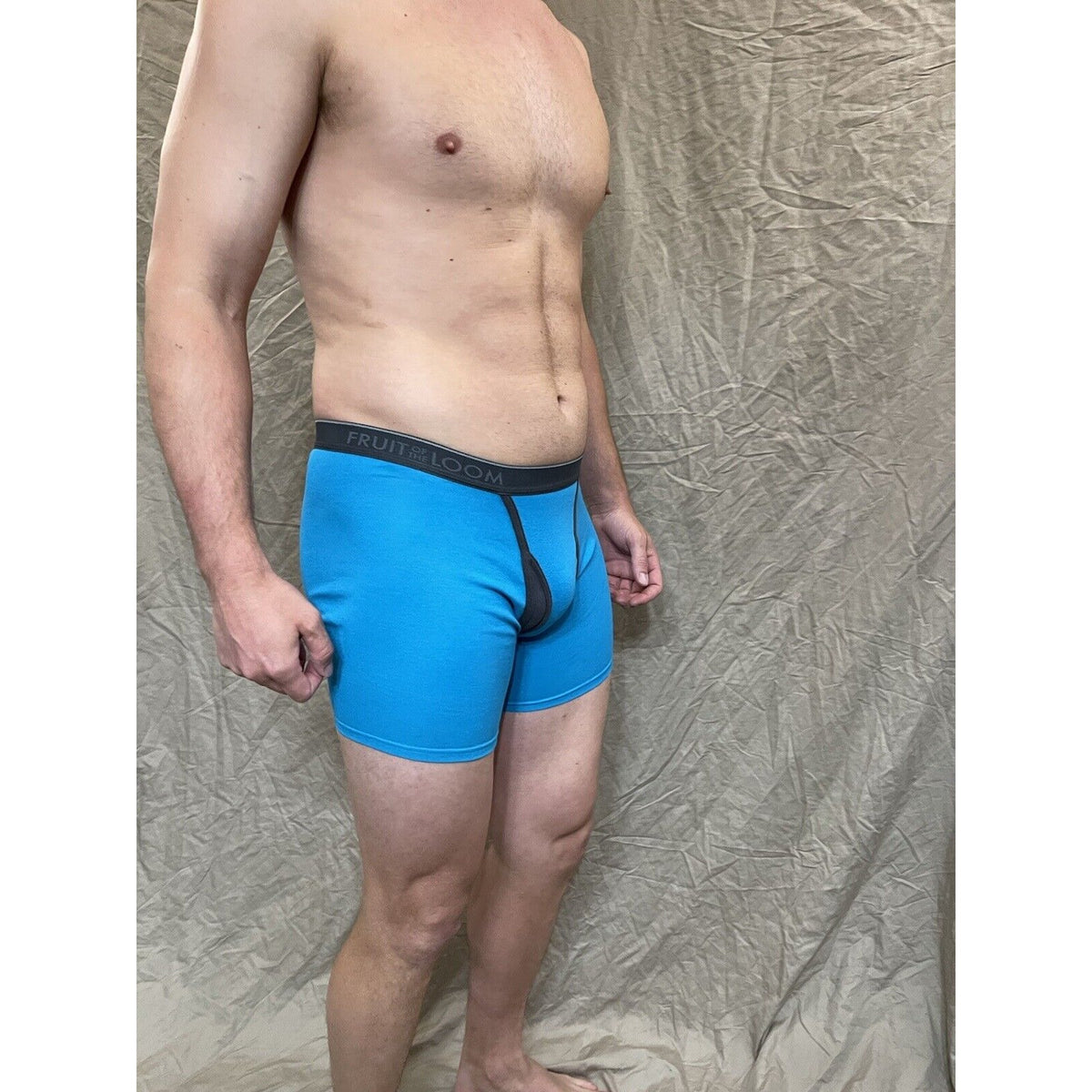 men's Aqua Blue fruit of the loom cotton boxer brief Small