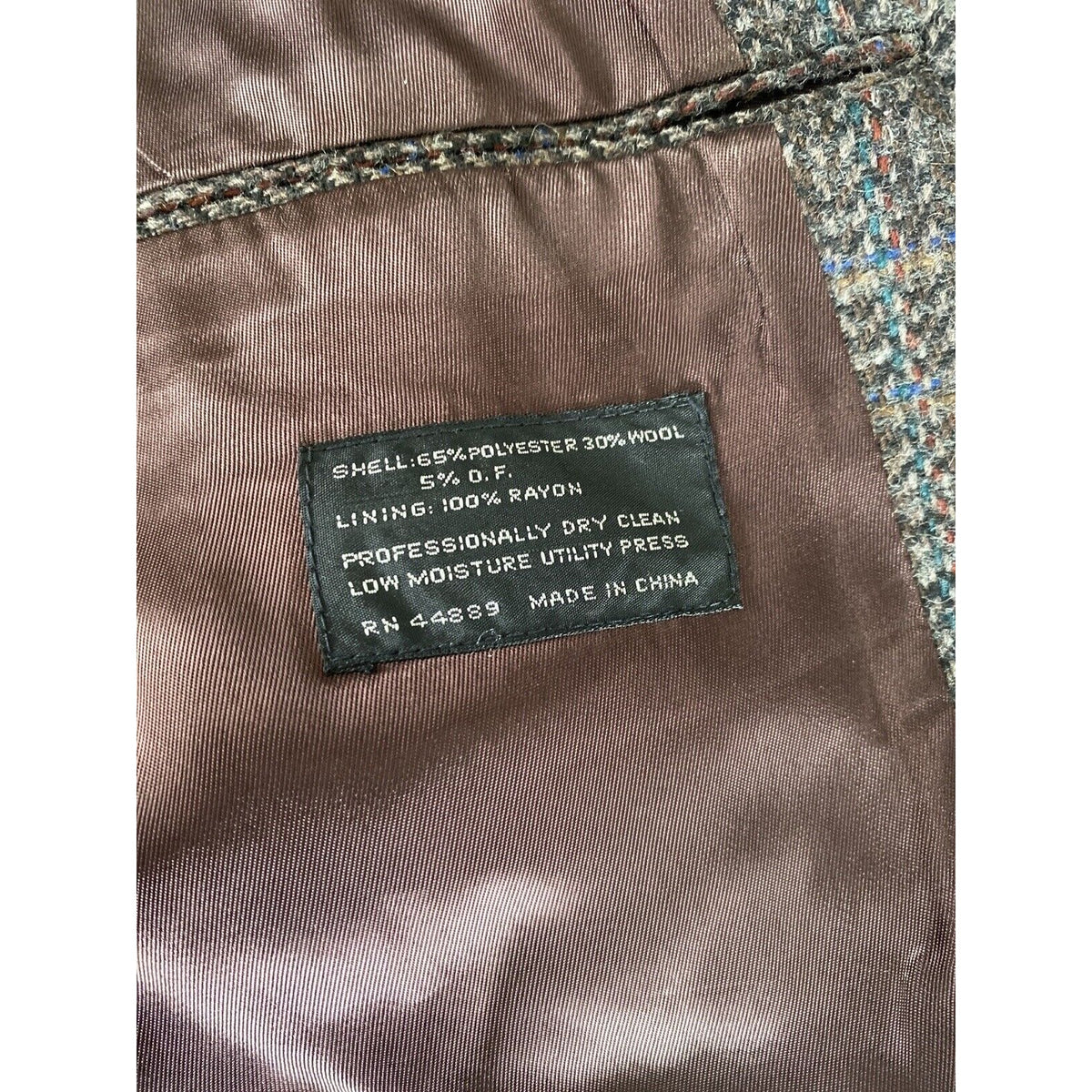 The Men’s Store Men’s 42S Brown Herringbone Polyester Wool Blazer Jacket