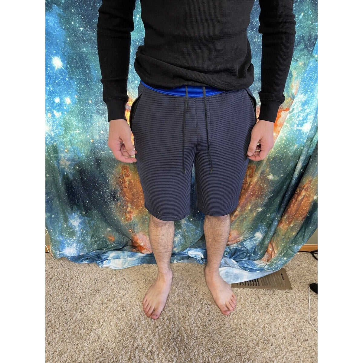 Michael Strahan Olive Dark Blue Quick-Dri premium ultra fleece shorts Medium