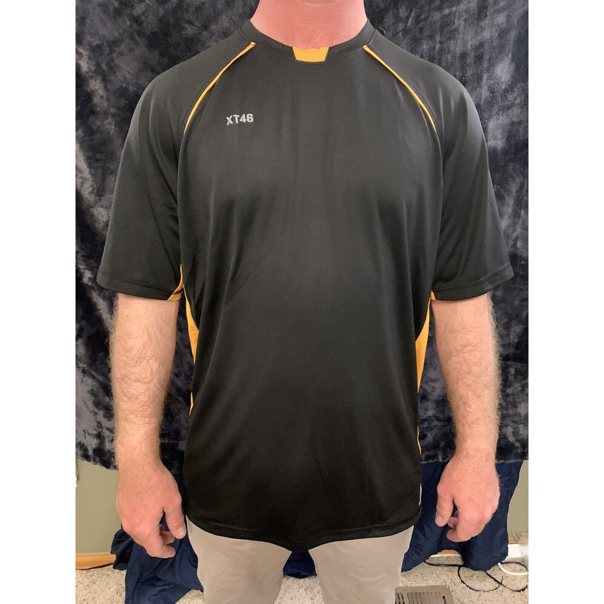 Men’s Soffe XT46 Black With Yellow Large Tee 100% Polyester