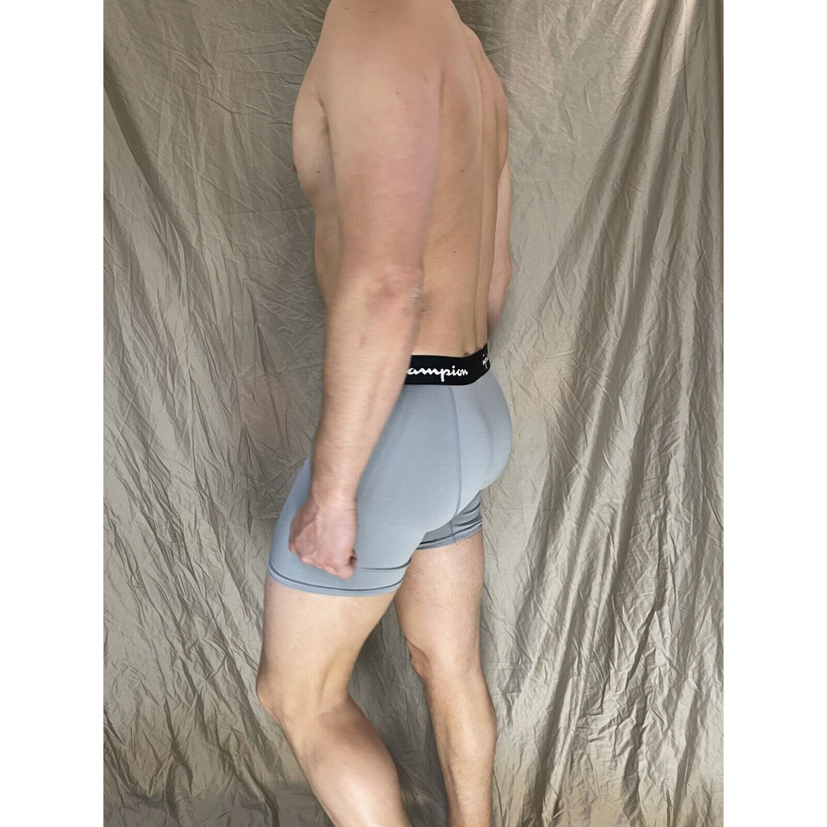 men's champion gray boxer brief polyester