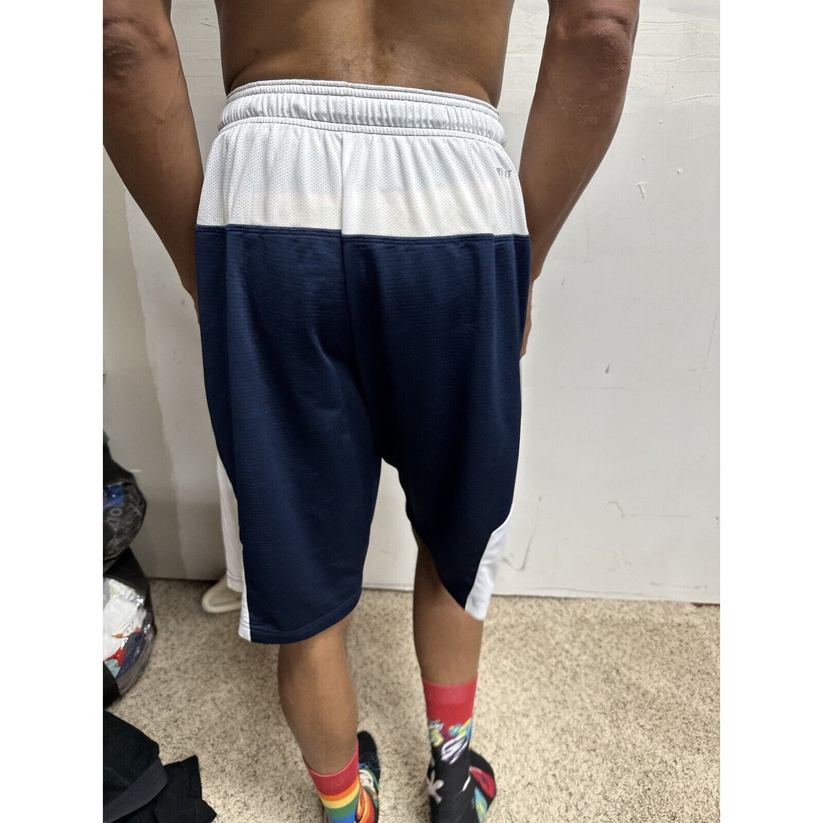 Men’s Nike Dri Fit Large Athletic Shorts Dri-fit Blue White With Pockets