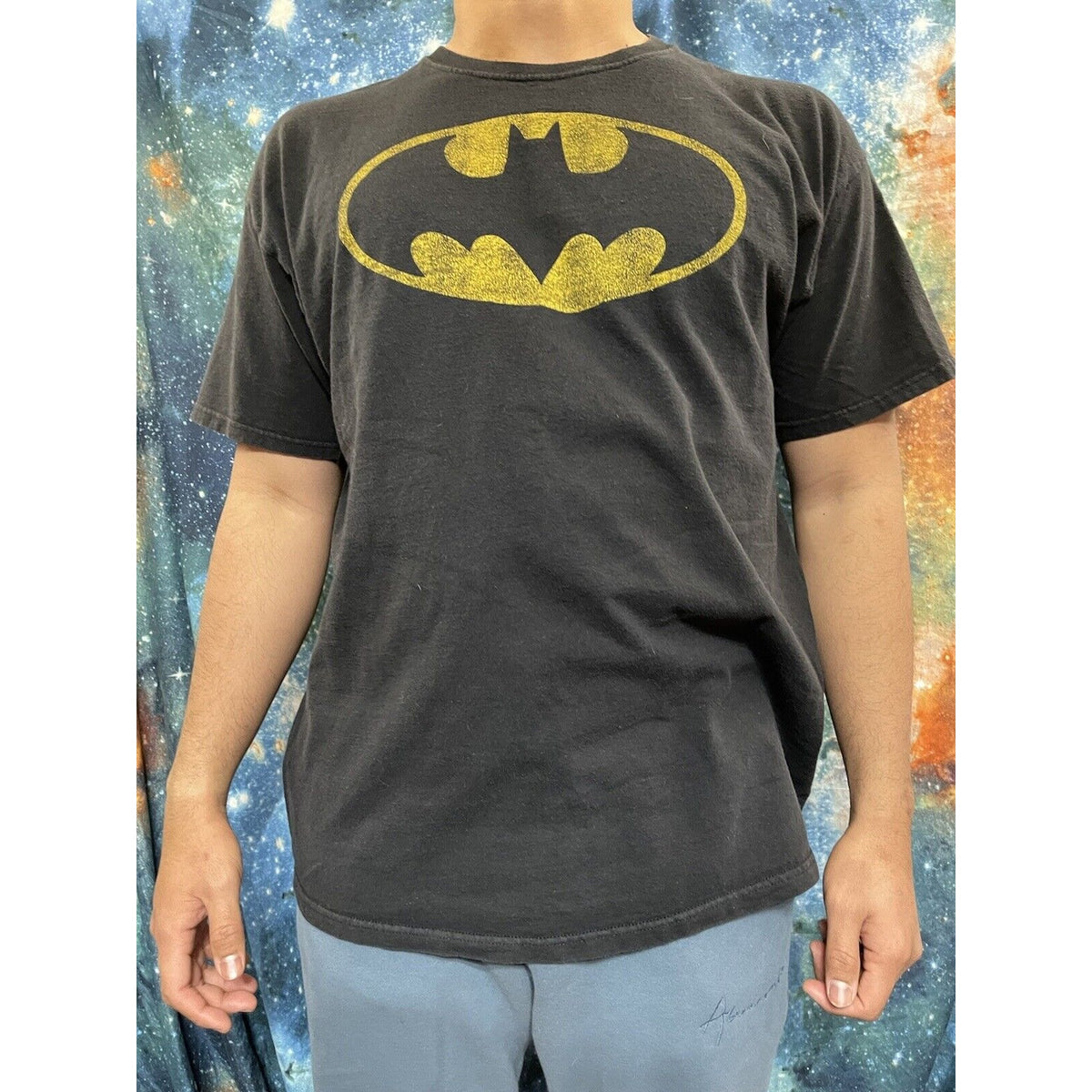 Batman Black XL Cotton T-shirt short sleeve Yellow logo