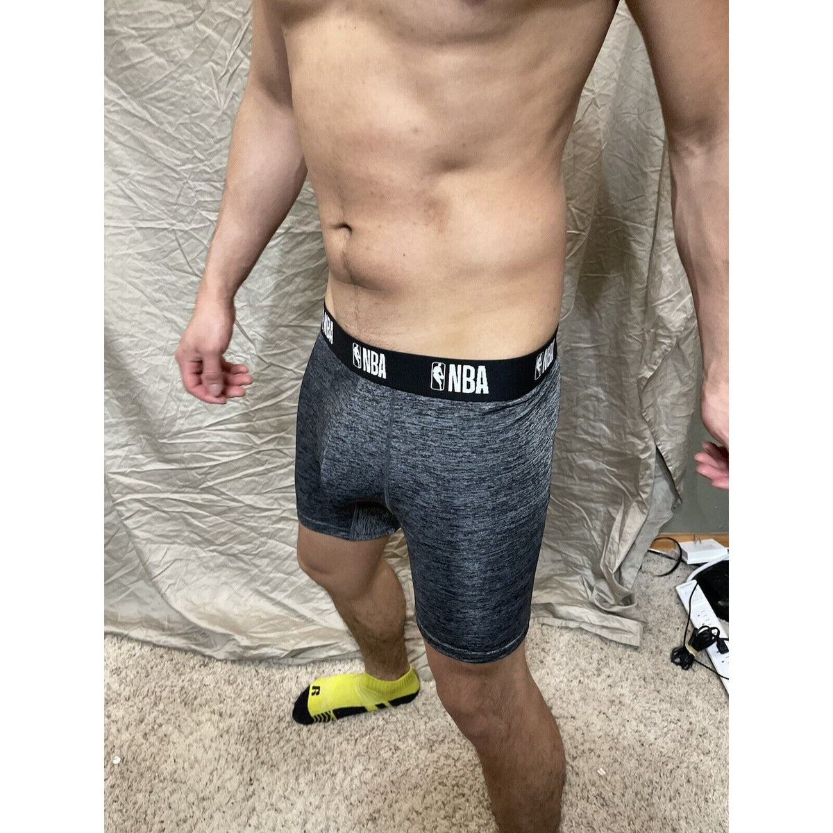 men's NBA gray polyester spandex compression shorts Small New And Unworn
