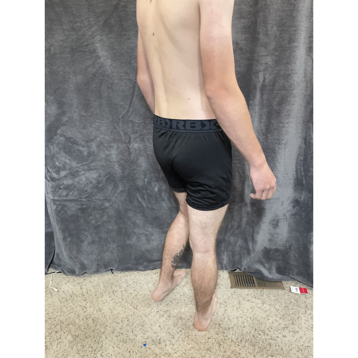 men's Black with Black Band RBX large compression boxer briefs 10% spandex