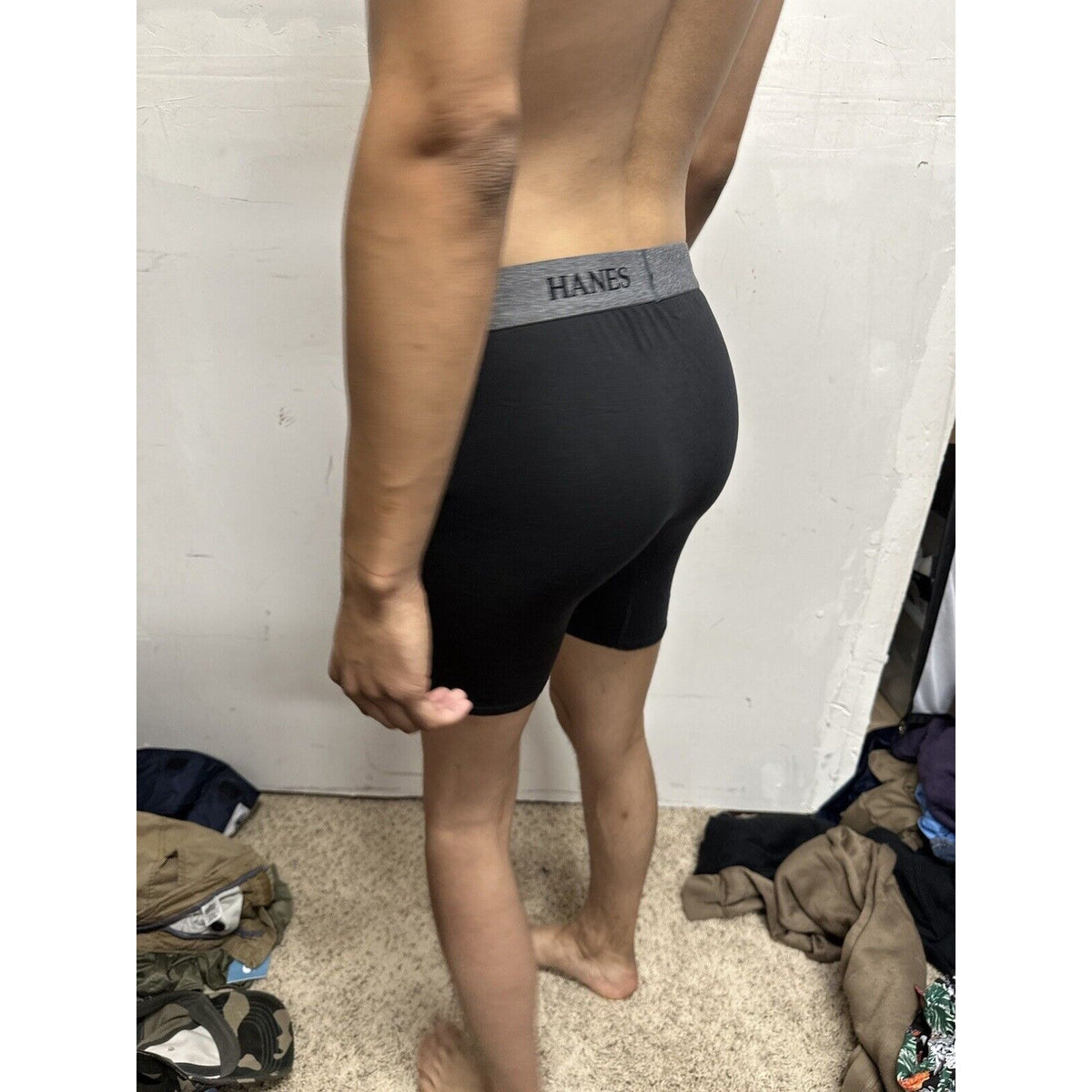 Men’s Hanes Black Boxer Briefs Large