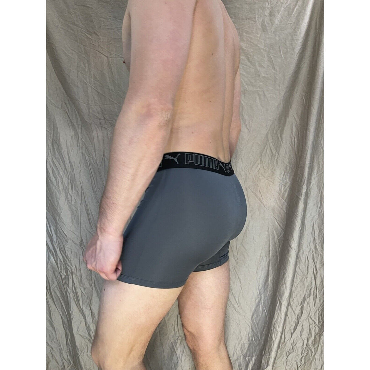 men's puma dark band gray medium compression boxer briefs
