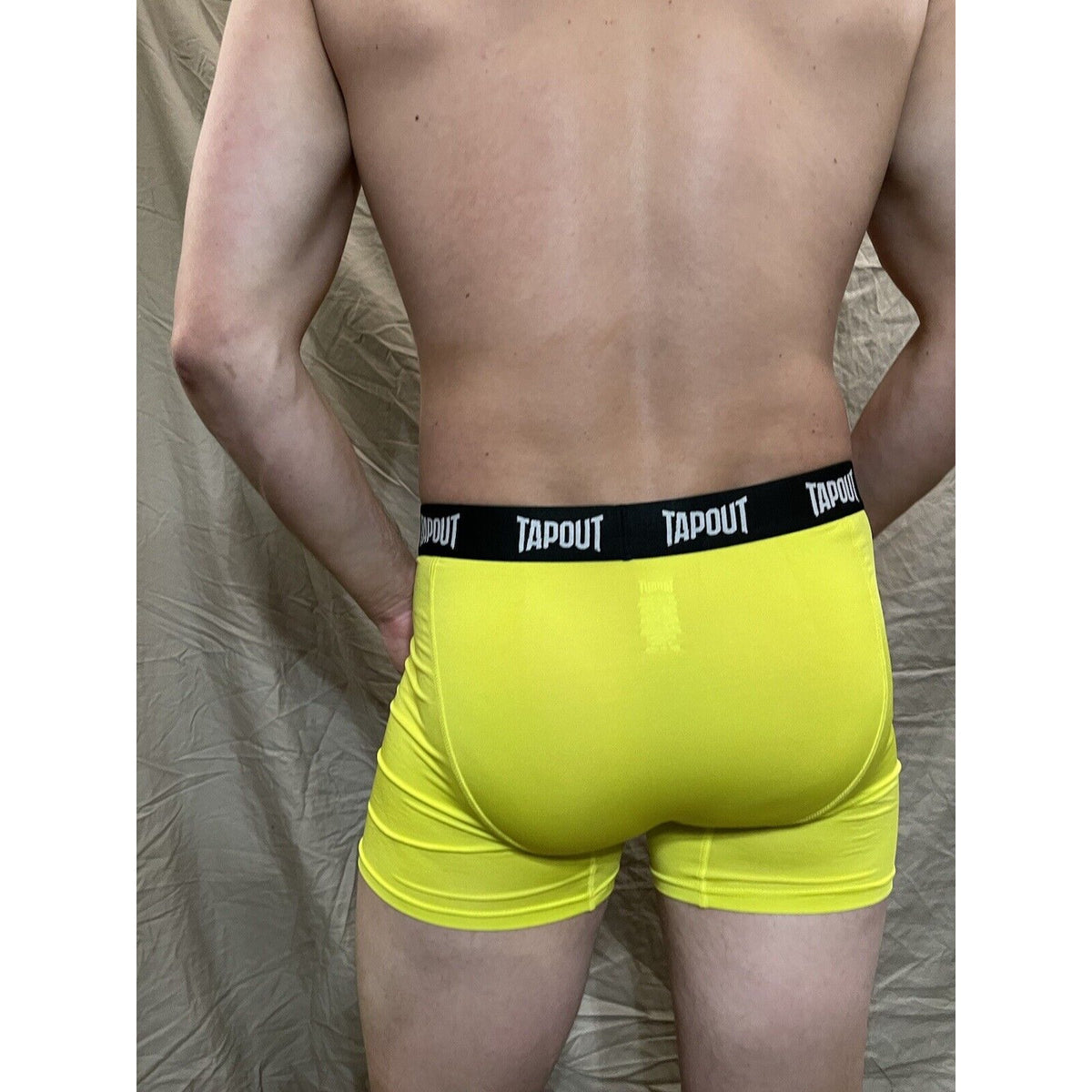 men's tapout bright yellow compression shorts Small  New And Never Worn