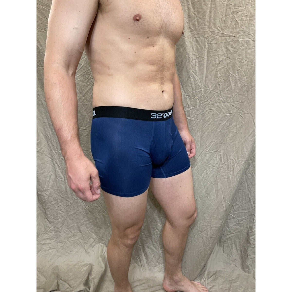 men's 32 degree cool ht royal blue 7% spandex boxer briefs Large