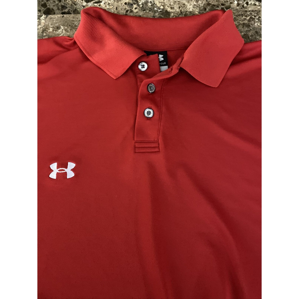Under Armour Men’s Large Red Polyester Stretch  Golf Polo Shirt