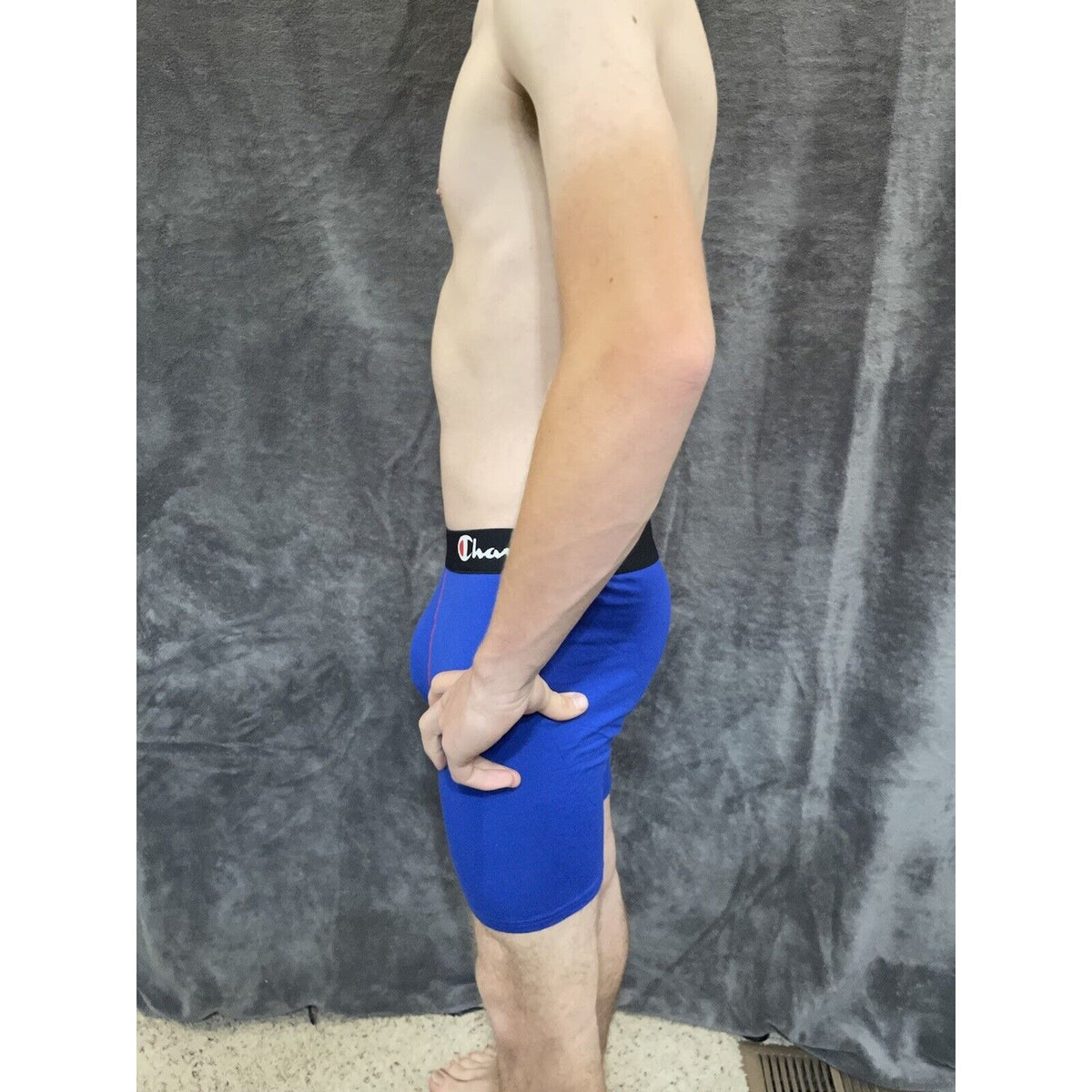 men's medium royal blue champion boxer brief 5% spandex
