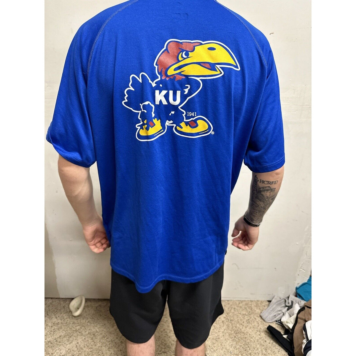 Men’s Medium Kansas Football Medium Adidas Climalite Tshirt