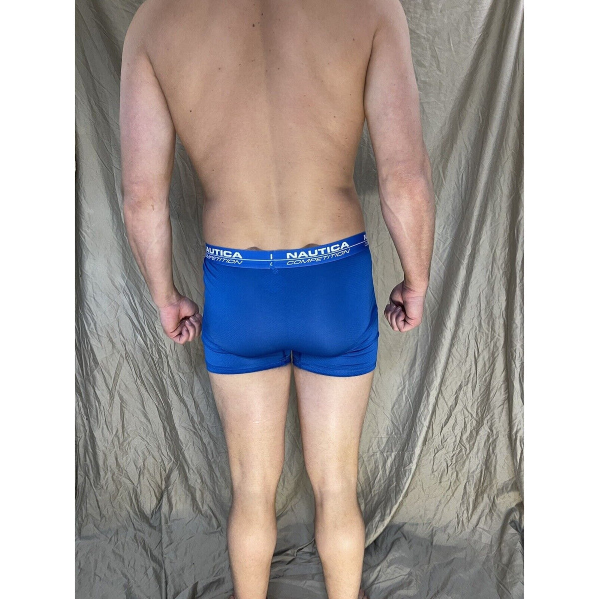 men's nautica large blue competition mesh compression boxer briefs