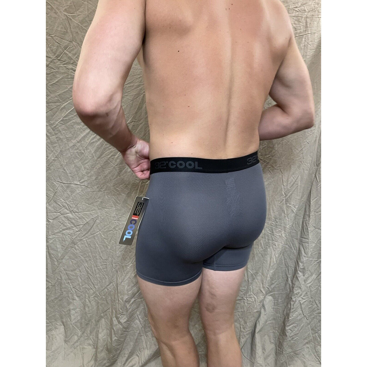 men's 32 degree cool charcoal gray mesh boxer brief Extra Large
