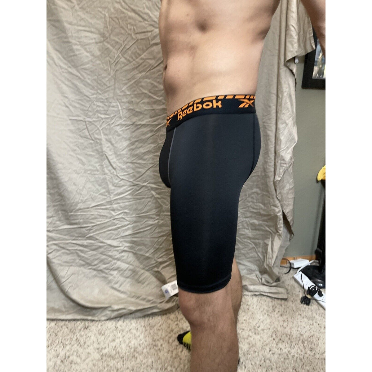 men's black reebok medium orange band compression Boxer Shorts