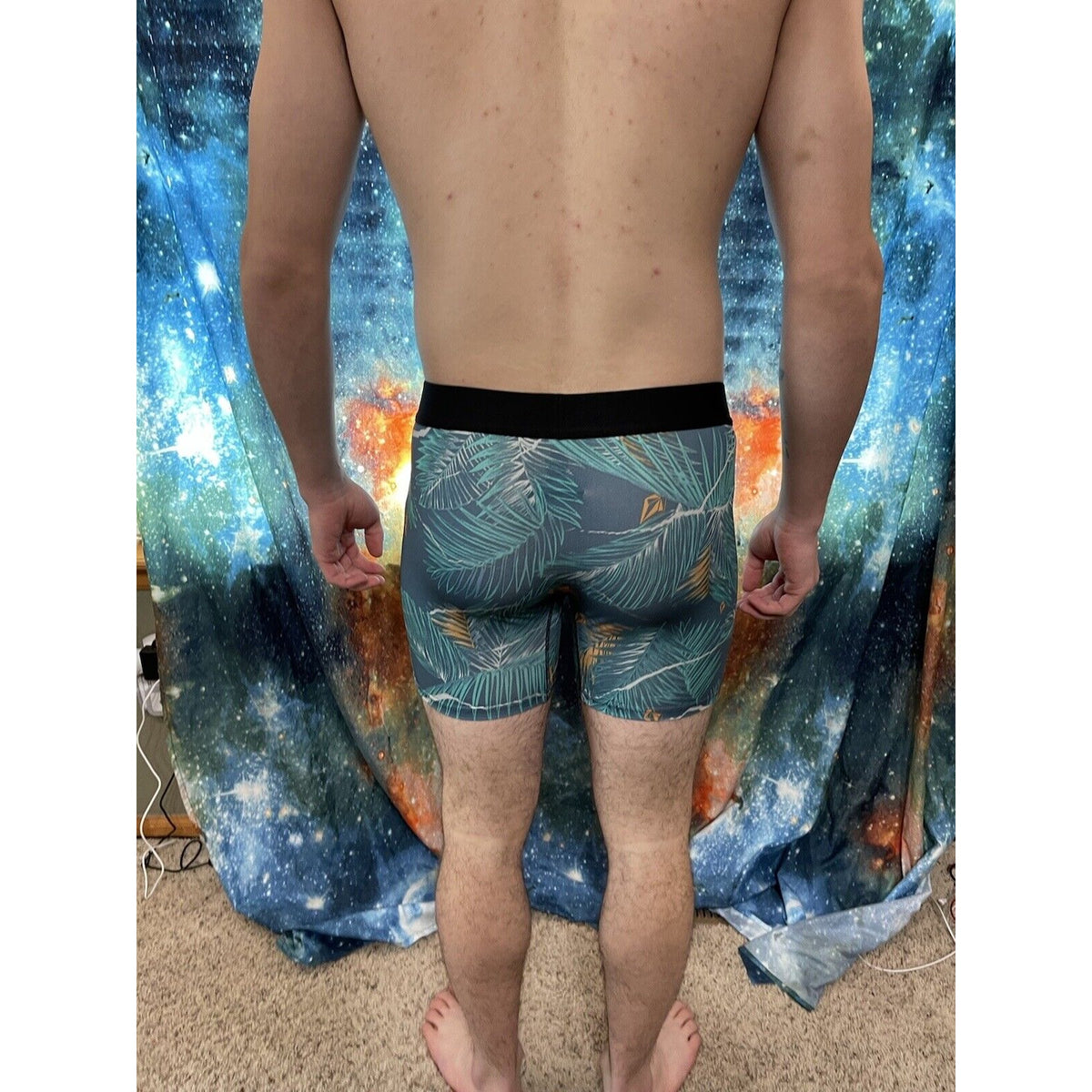 Men's volcom large tropical leaves compression shorts