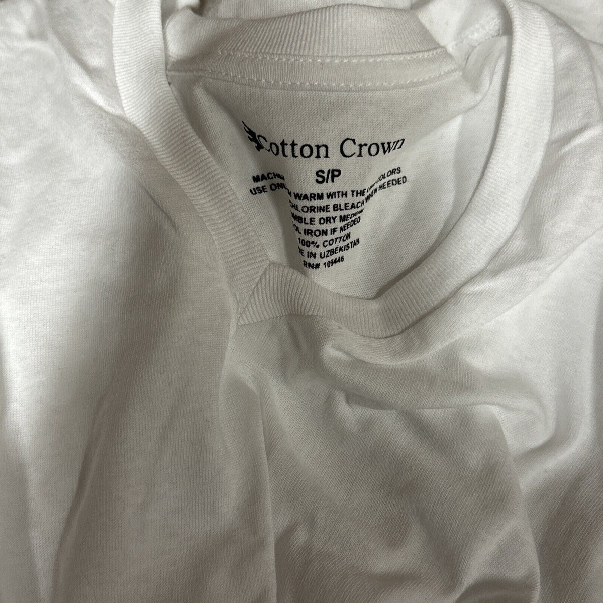 Men’s Small White Cotton Crown V-neck T-shirt