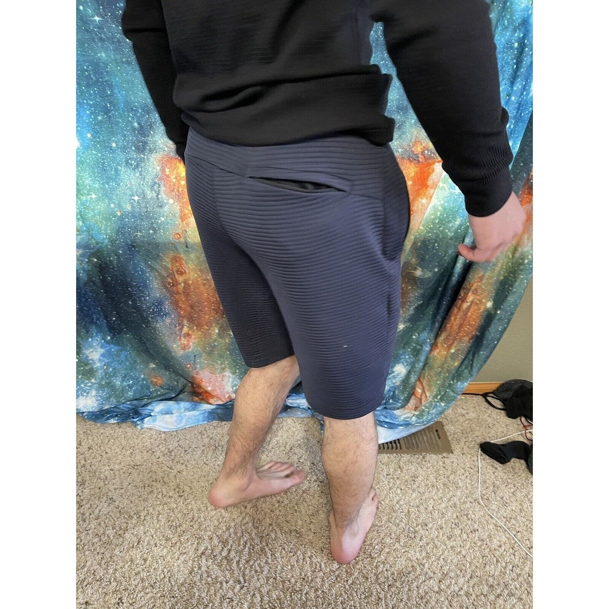 Michael Strahan Olive Dark Blue Quick-Dri premium ultra fleece shorts Medium