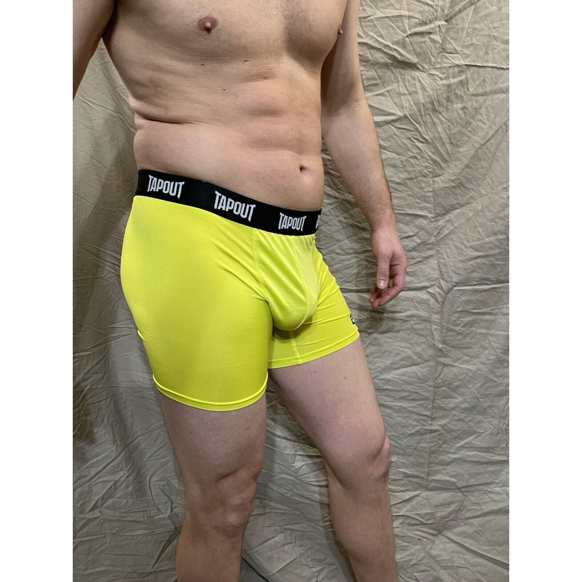men's tapout bright yellow compression shorts Small  New And Never Worn
