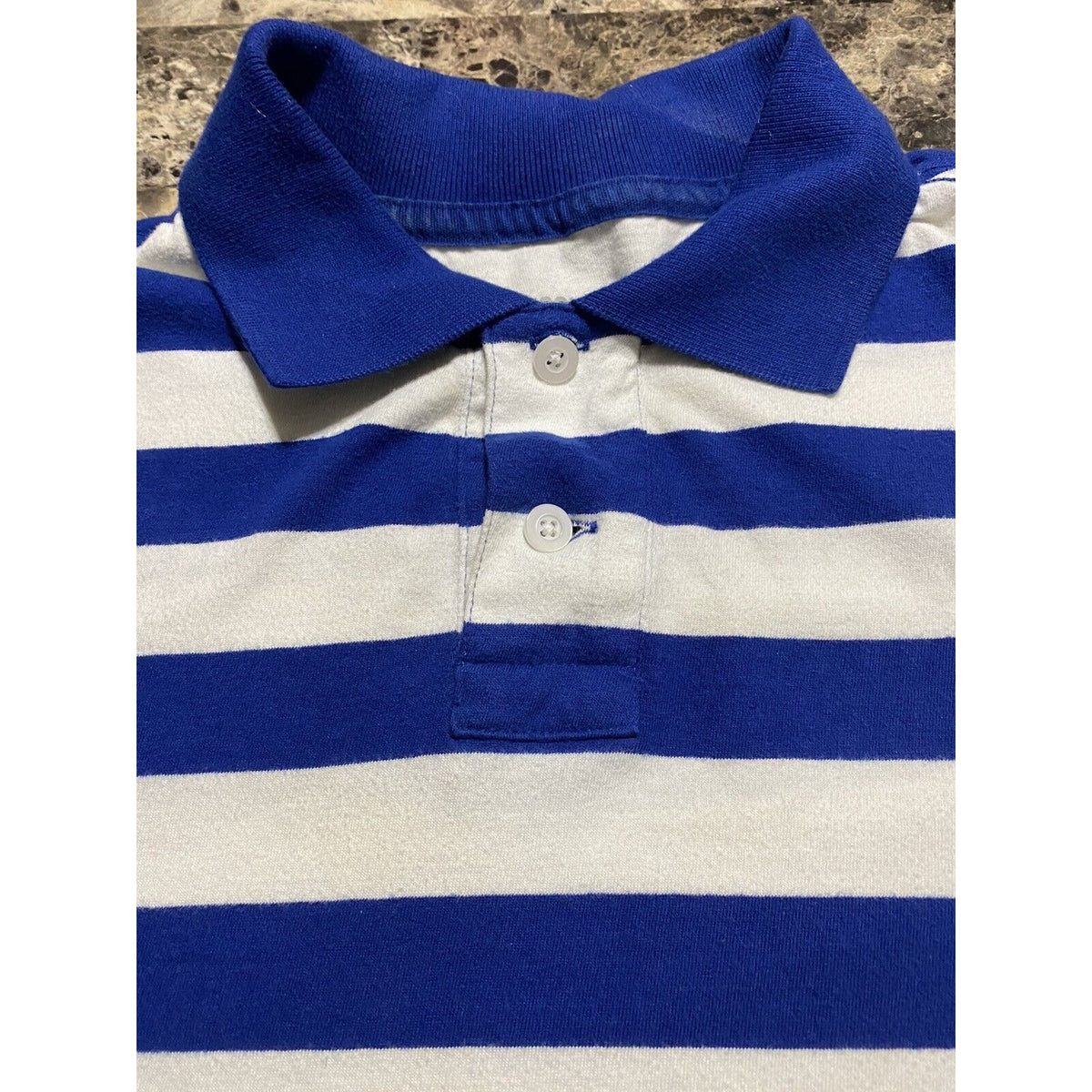 Mossimo Supply Co Blue & White Stripes Men’s Medium Short Sleeves Polo Shirt