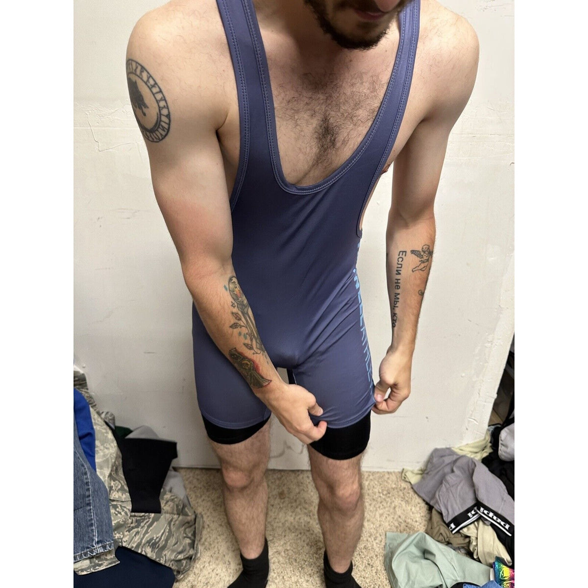 Men’s Gray Tauwell Wrestling Singlet Large