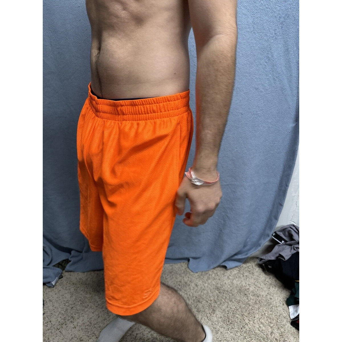 Men’s Neon Orange Starter Medium Athletic Shorts With  Pockets