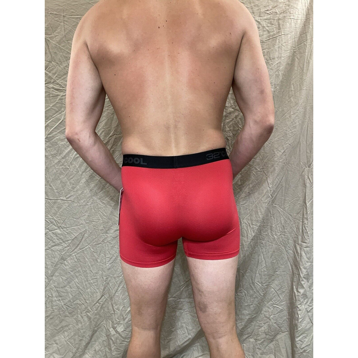 men's 32 degrees cool fire engine red compression boxer briefs Small