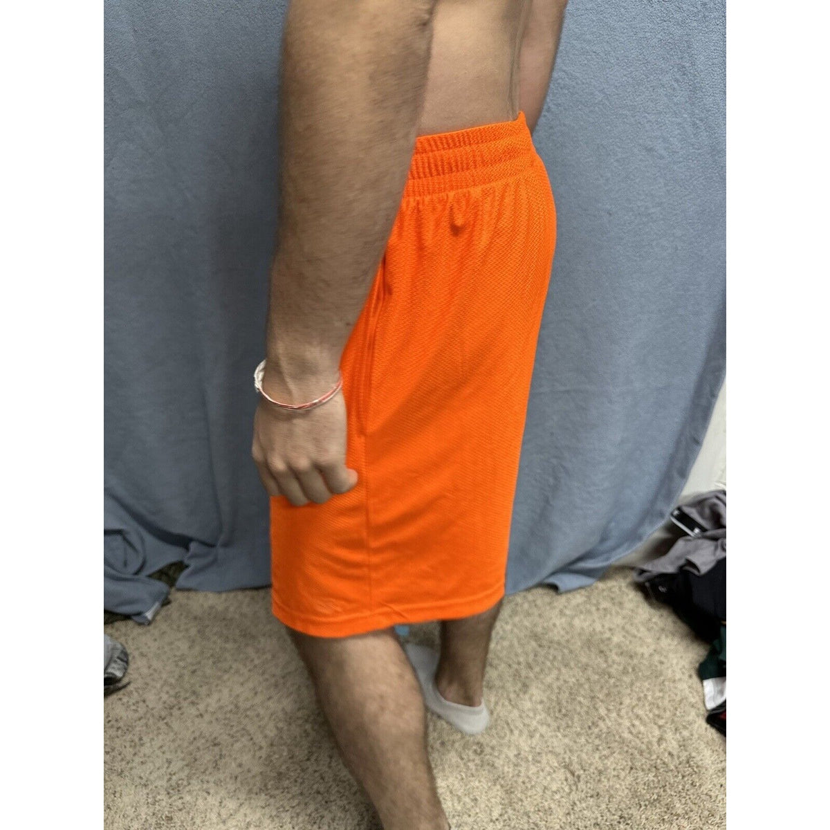 Men’s Neon Orange Starter Medium Athletic Shorts With  Pockets