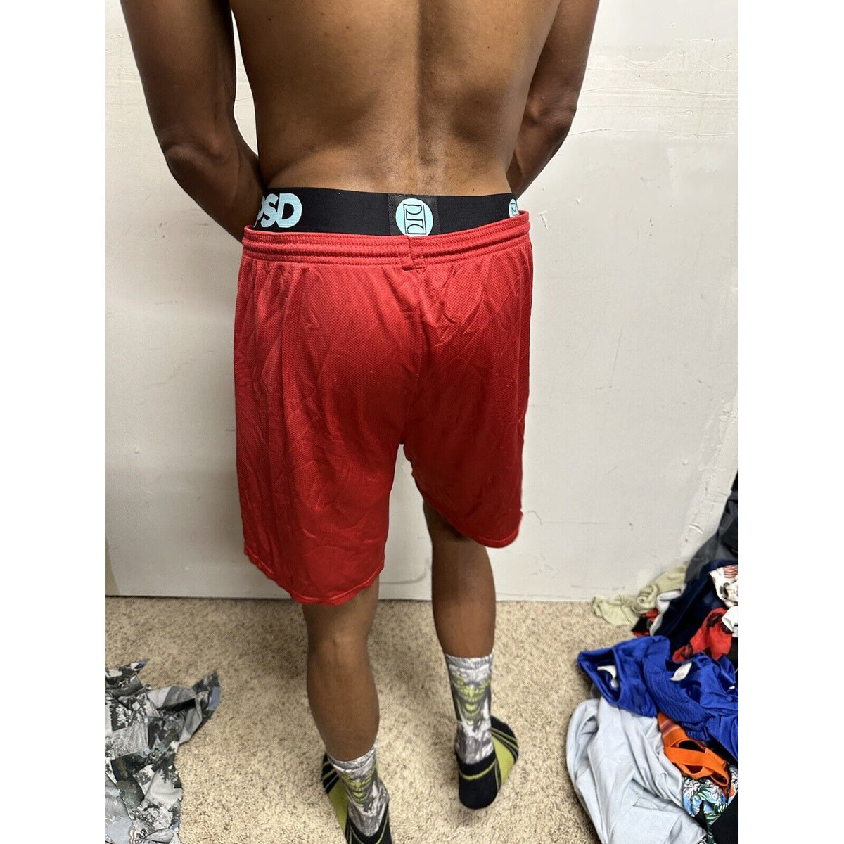 Men’s Large Red Lancer Wrestling Athletic Shorts No Pockets