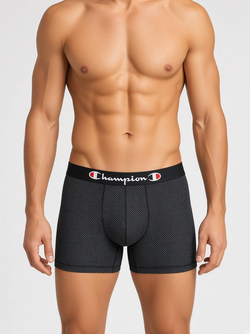 Champion black dot mesh boxer briefs - front view