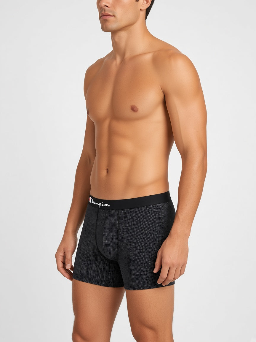 Champion black dot mesh boxer briefs - side view