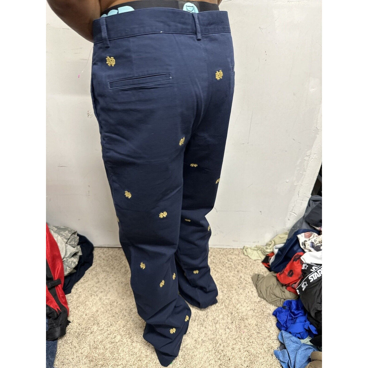 Men’s Notre Dame Size 32 Campus Chinos Pants Navy Blue